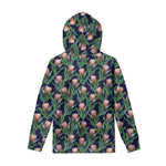 Watercolor Protea Pattern Print Pullover Hoodie