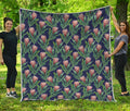 Watercolor Protea Pattern Print Quilt