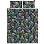 Watercolor Protea Pattern Print Quilt Bed Set