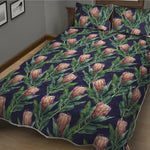 Watercolor Protea Pattern Print Quilt Bed Set