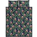 Watercolor Protea Pattern Print Quilt Bed Set
