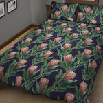 Watercolor Protea Pattern Print Quilt Bed Set