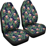 Watercolor Protea Pattern Print Universal Fit Car Seat Covers