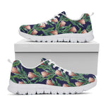 Watercolor Protea Pattern Print White Sneakers
