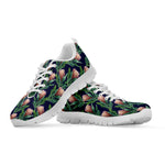 Watercolor Protea Pattern Print White Sneakers