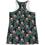 Watercolor Protea Pattern Print Women's Racerback Tank Top