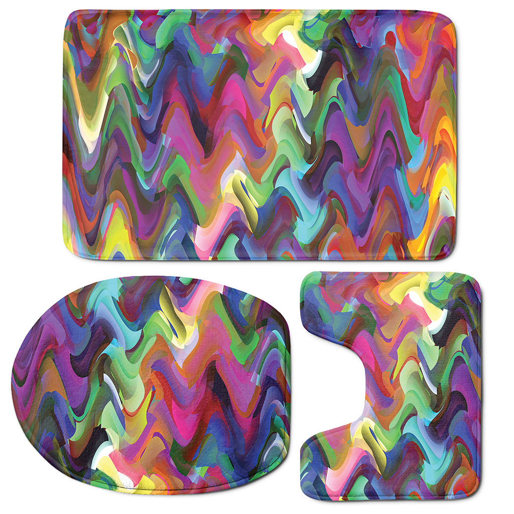 Watercolor Psychedelic Print 3 Piece Bath Mat Set