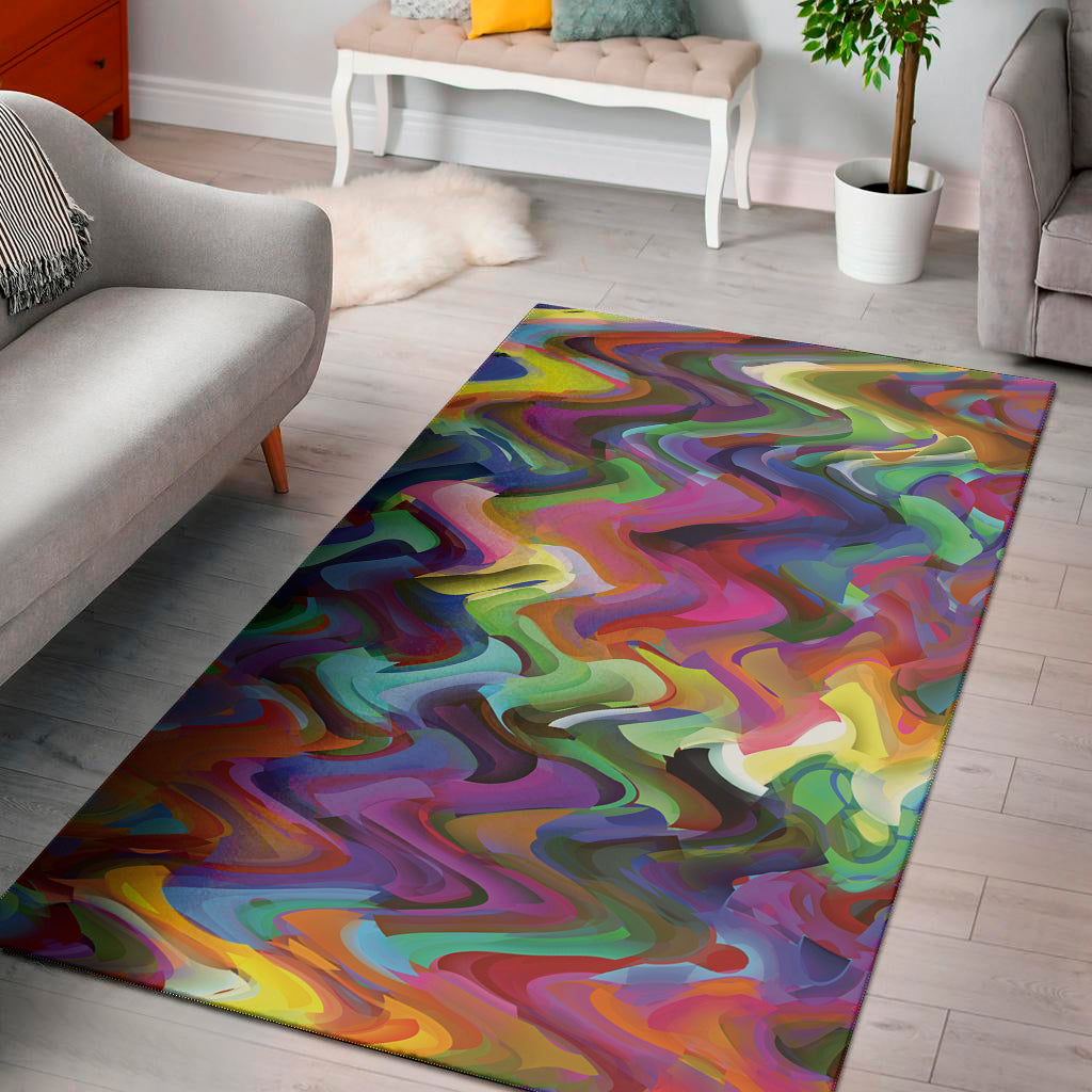 Watercolor Psychedelic Print Area Rug
