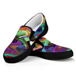 Watercolor Psychedelic Print Black Slip On Shoes