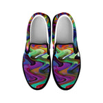 Watercolor Psychedelic Print Black Slip On Shoes