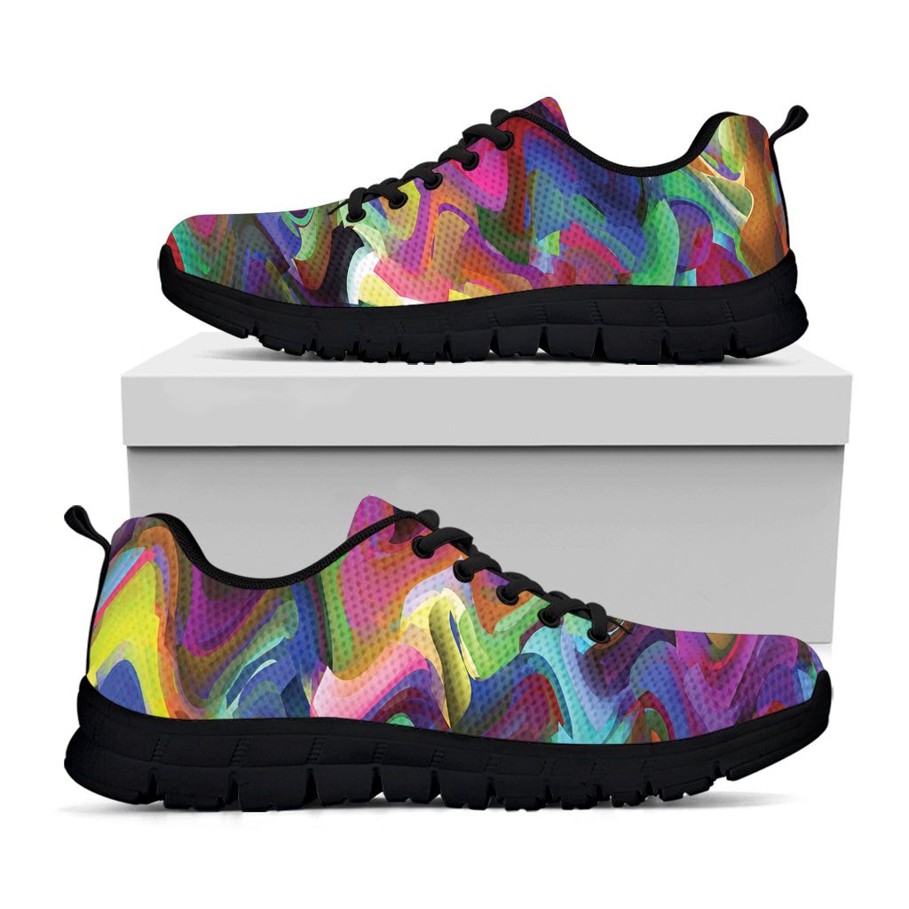 Watercolor Psychedelic Print Black Sneakers