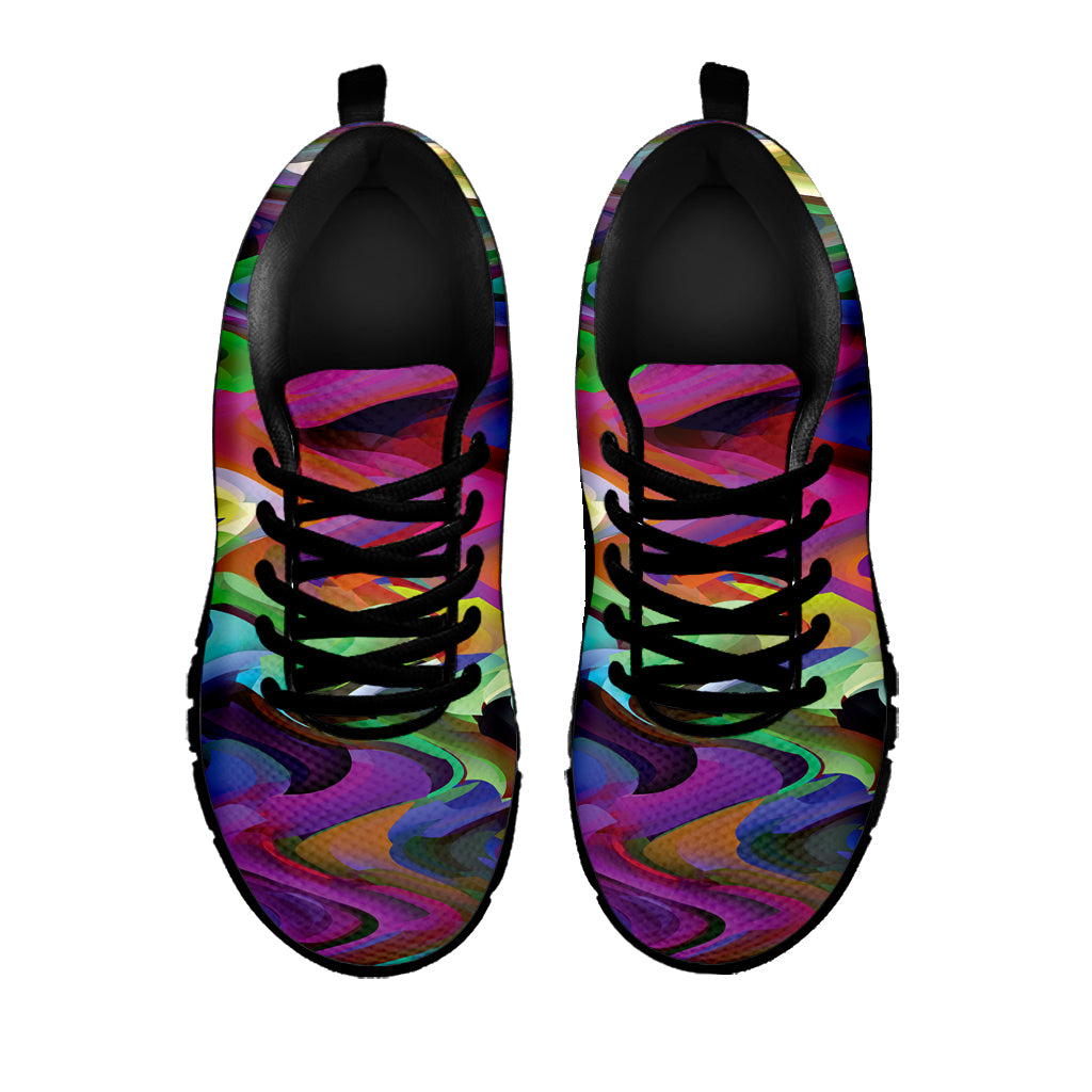 Watercolor Psychedelic Print Black Sneakers