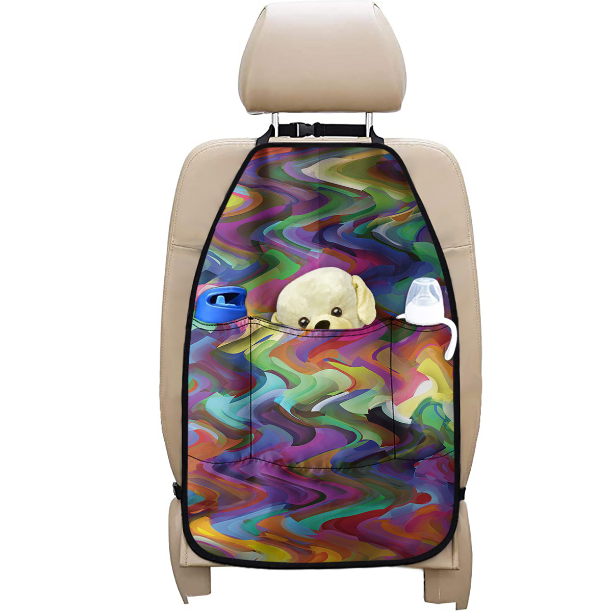 Watercolor Psychedelic Print Car Seat Organizers