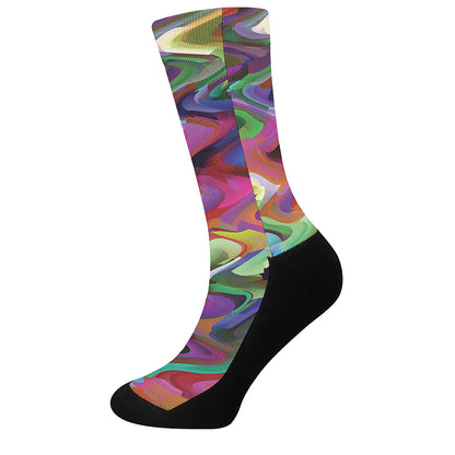 Watercolor Psychedelic Print Crew Socks