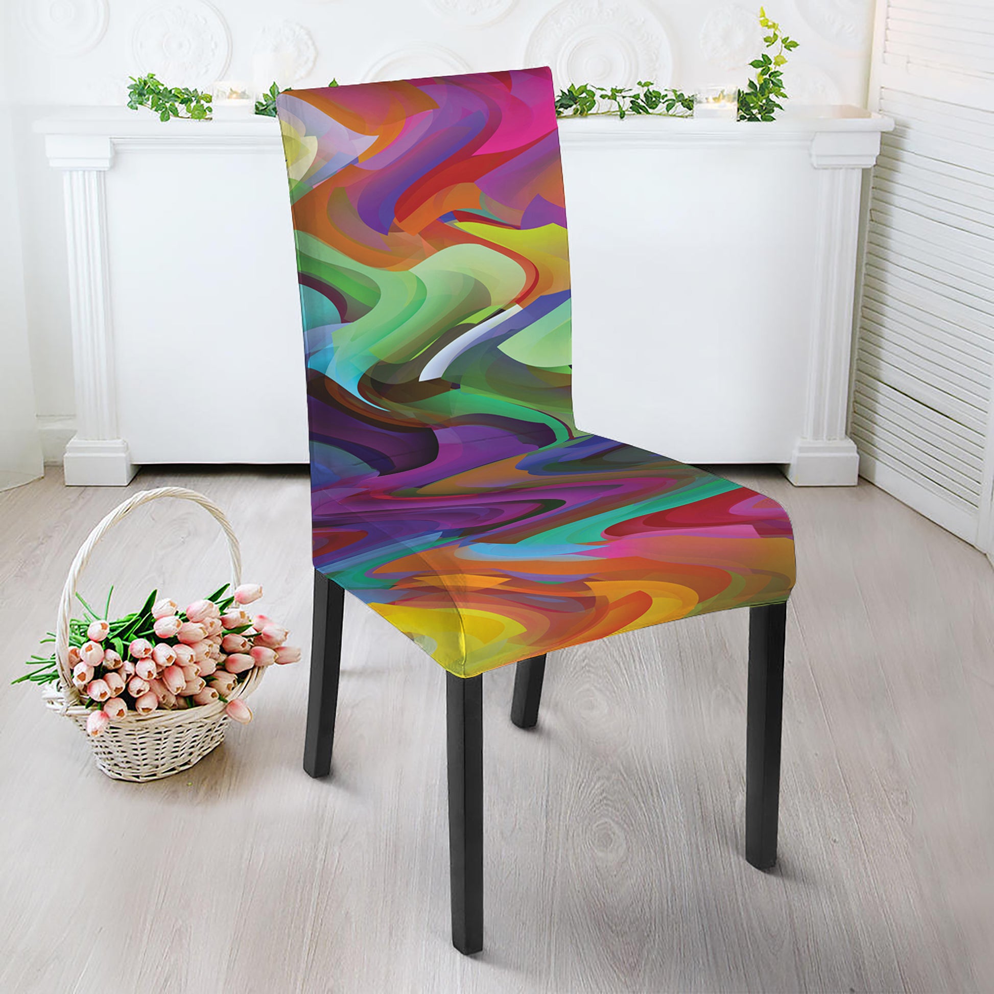 Watercolor Psychedelic Print Dining Chair Slipcover