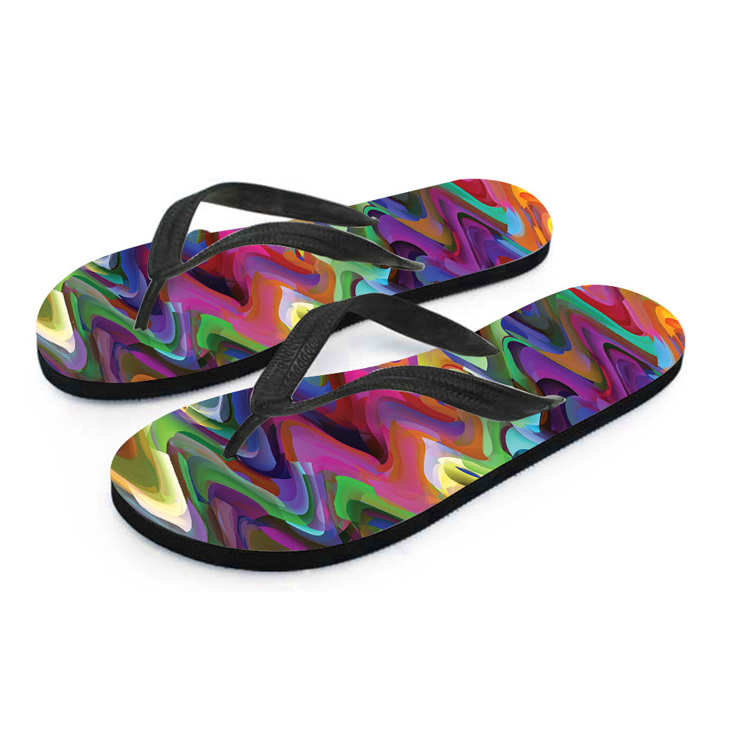 Watercolor Psychedelic Print Flip Flops