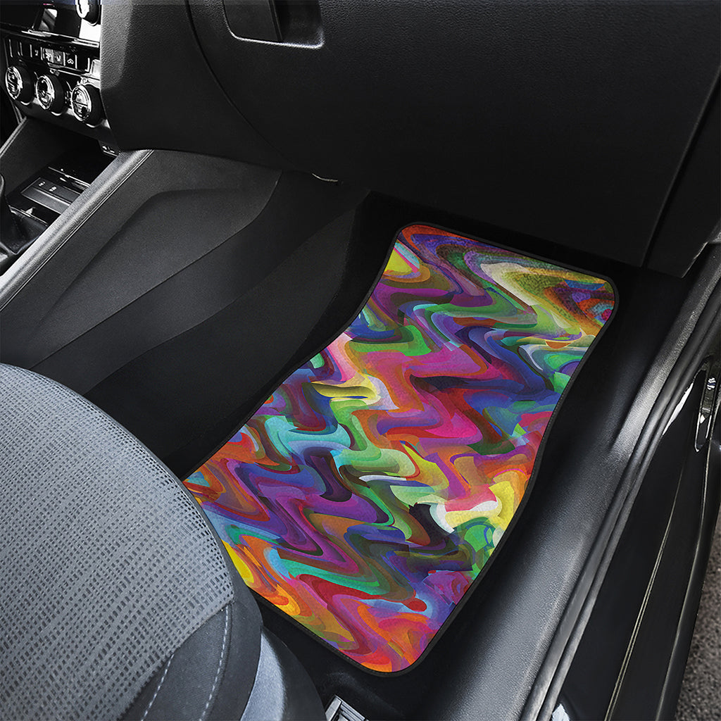 Watercolor Psychedelic Print Front and Back Car Floor Mats