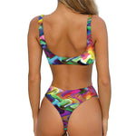 Watercolor Psychedelic Print Front Bow Tie Bikini