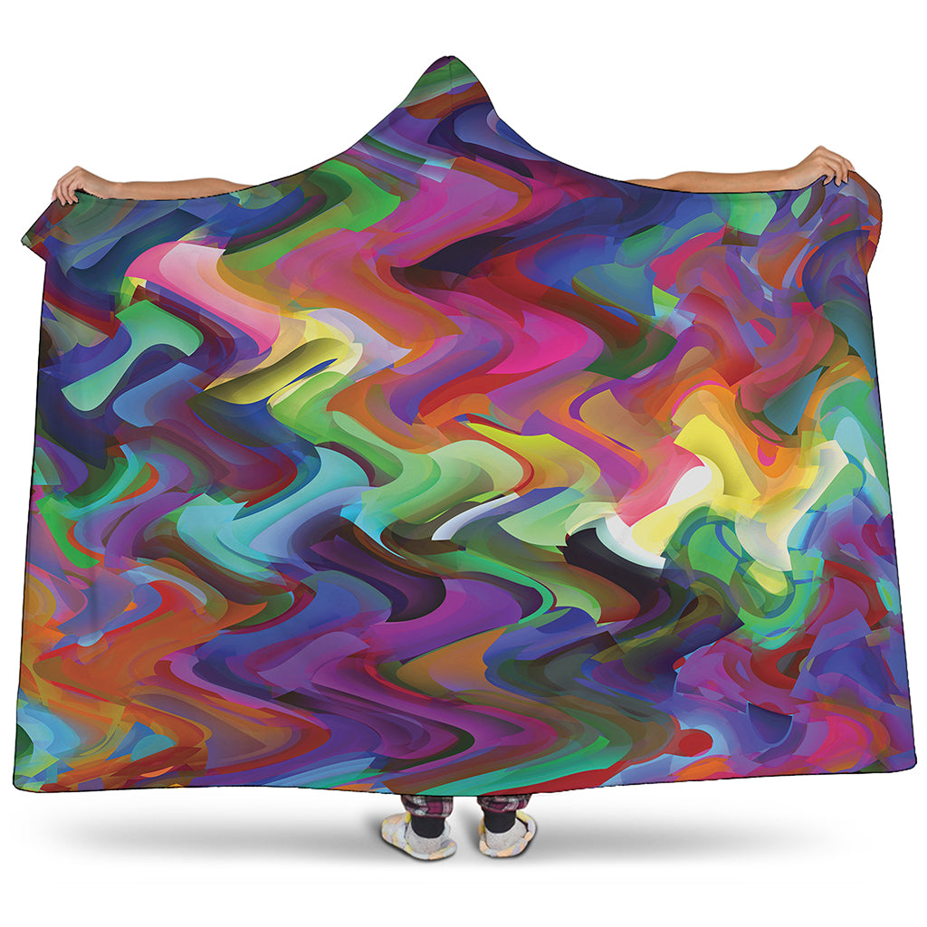 Watercolor Psychedelic Print Hooded Blanket