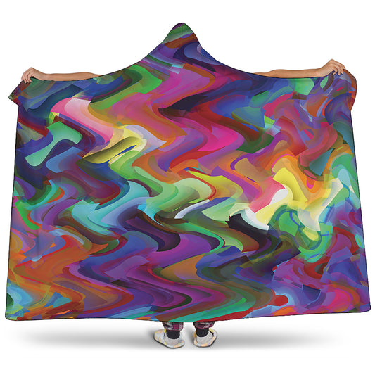 Watercolor Psychedelic Print Hooded Blanket