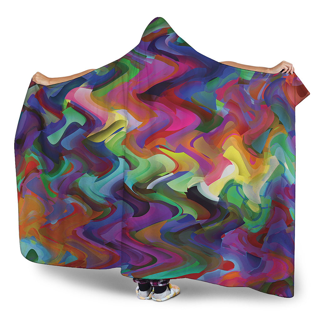 Watercolor Psychedelic Print Hooded Blanket