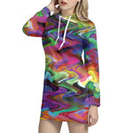 Watercolor Psychedelic Print Hoodie Dress