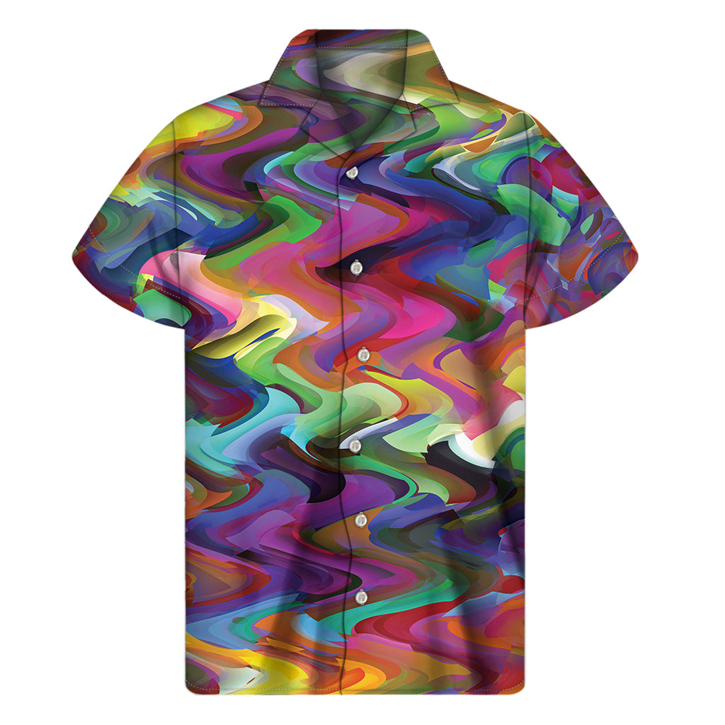 Watercolor Psychedelic Print Men's Short Sleeve Shirt
