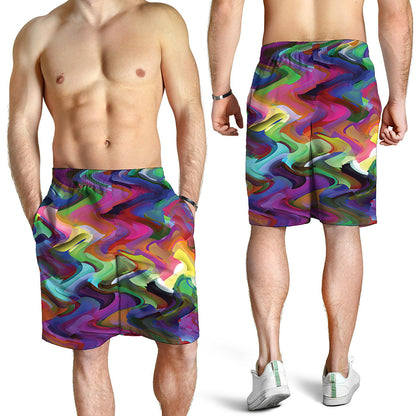 Watercolor Psychedelic Print Men's Shorts