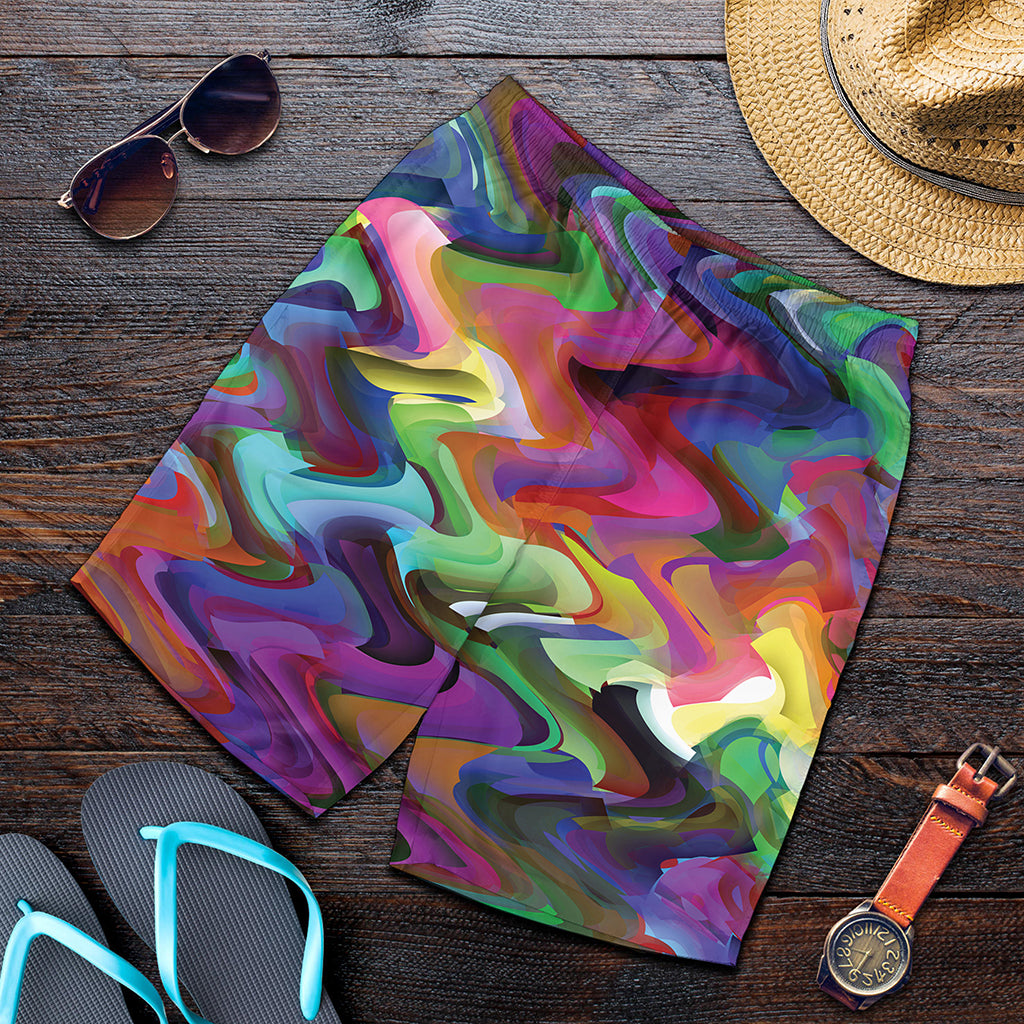 Watercolor Psychedelic Print Men's Shorts