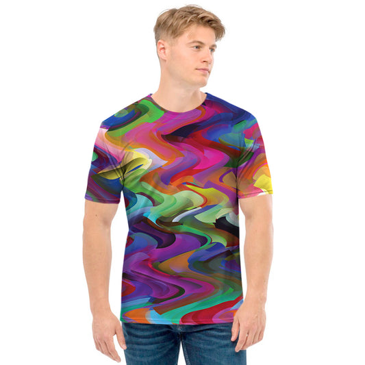 Watercolor Psychedelic Print Men's T-Shirt