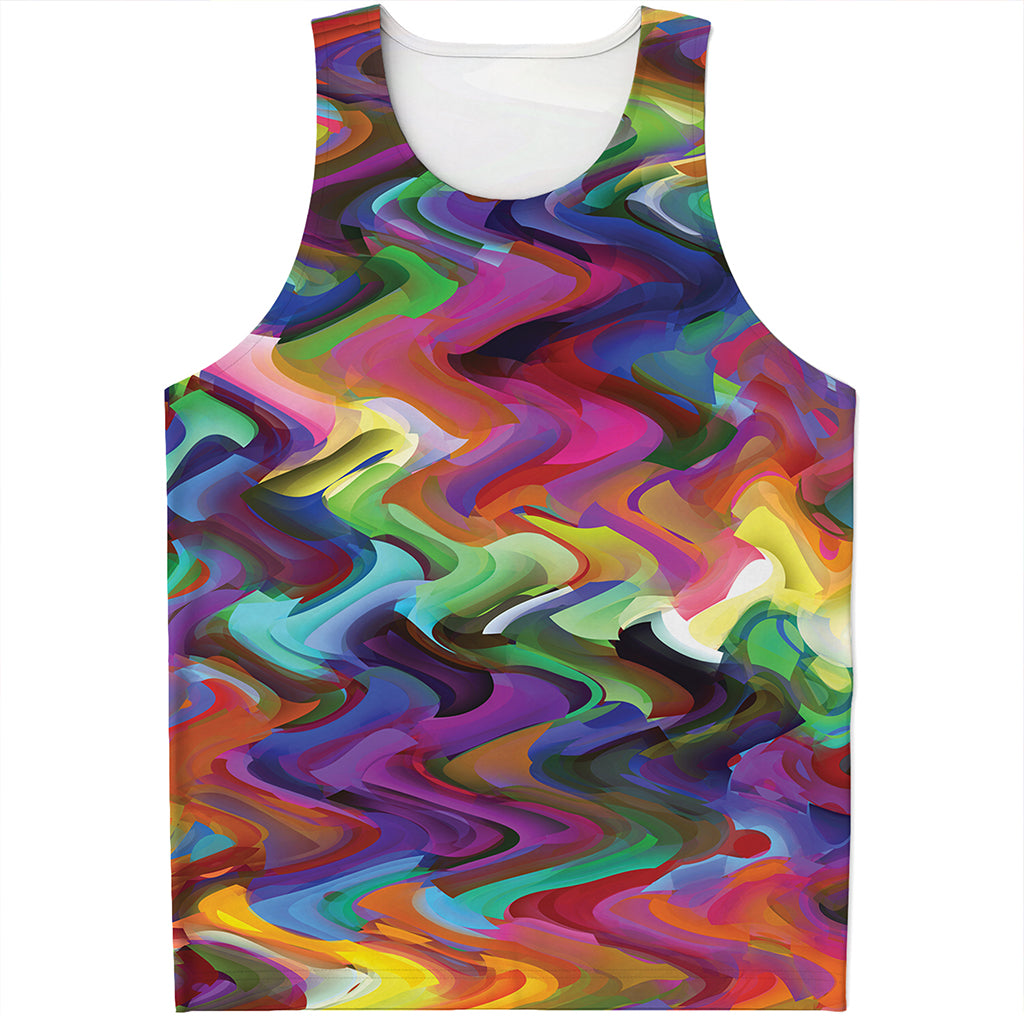 Watercolor Psychedelic Print Men's Tank Top