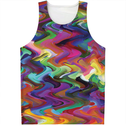 Watercolor Psychedelic Print Men's Tank Top