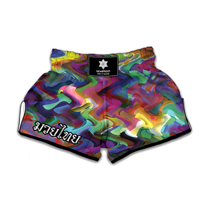 Watercolor Psychedelic Print Muay Thai Boxing Shorts