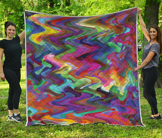 Watercolor Psychedelic Print Quilt