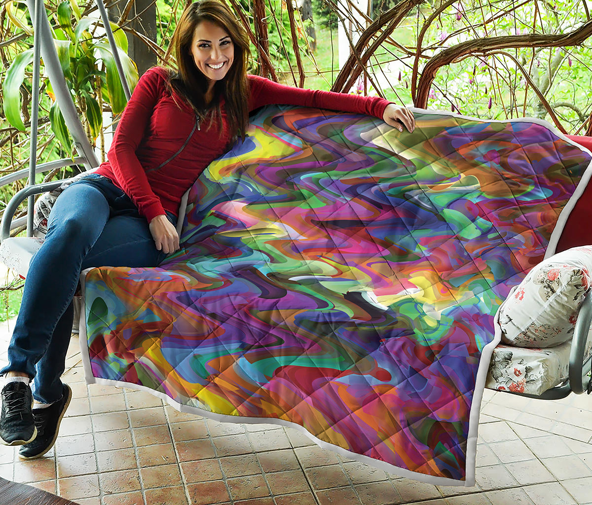 Watercolor Psychedelic Print Quilt