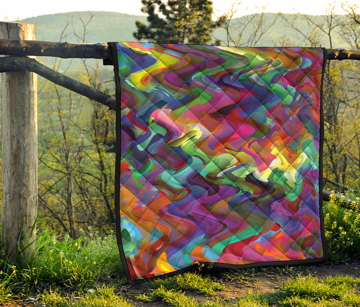 Watercolor Psychedelic Print Quilt