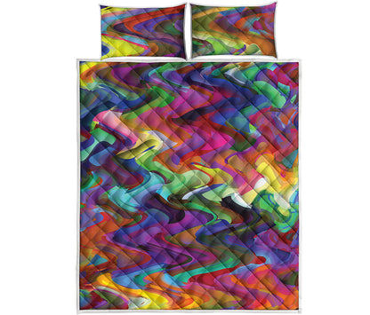 Watercolor Psychedelic Print Quilt Bed Set