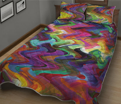 Watercolor Psychedelic Print Quilt Bed Set