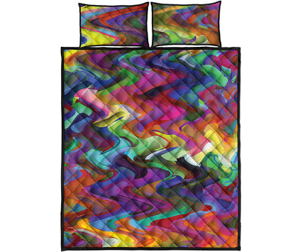 Watercolor Psychedelic Print Quilt Bed Set