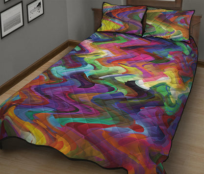 Watercolor Psychedelic Print Quilt Bed Set