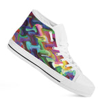 Watercolor Psychedelic Print White High Top Shoes