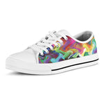 Watercolor Psychedelic Print White Low Top Shoes
