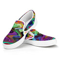 Watercolor Psychedelic Print White Slip On Sneakers