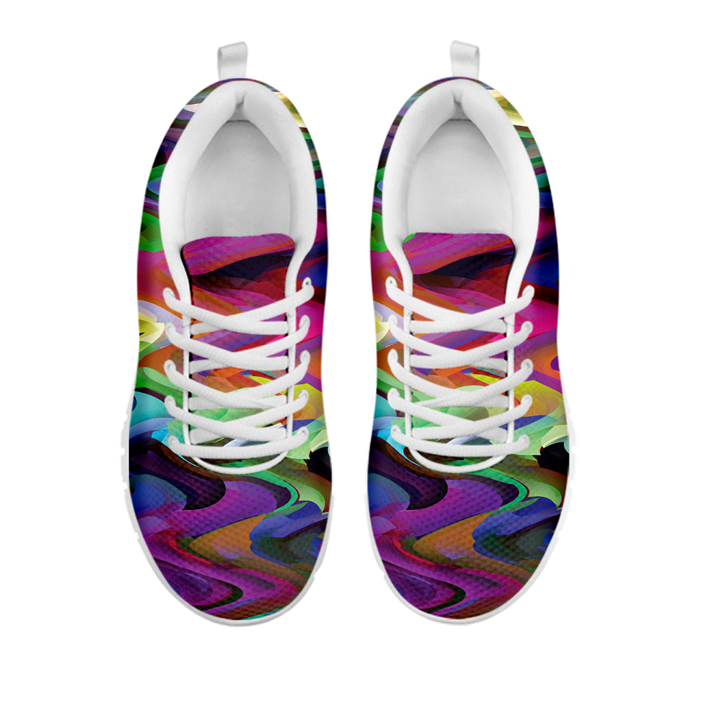 Watercolor Psychedelic Print White Sneakers