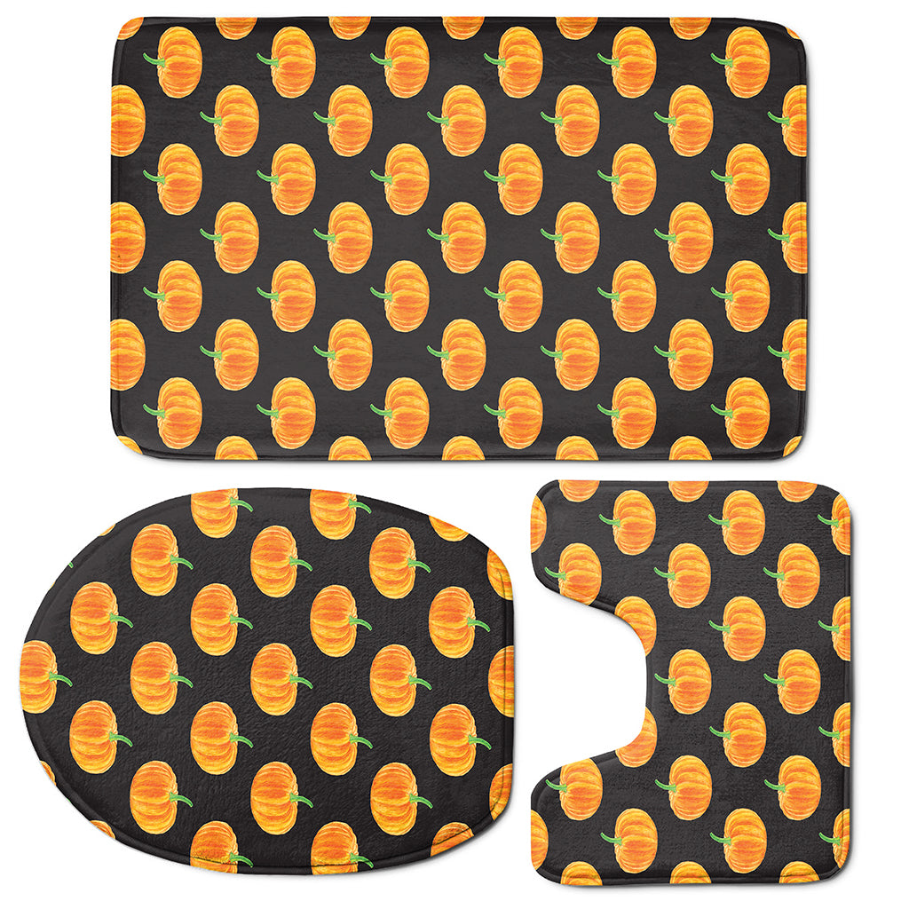 Watercolor Pumpkin Pattern Print 3 Piece Bath Mat Set