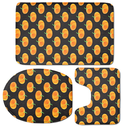 Watercolor Pumpkin Pattern Print 3 Piece Bath Mat Set