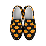 Watercolor Pumpkin Pattern Print Black Slip On Shoes