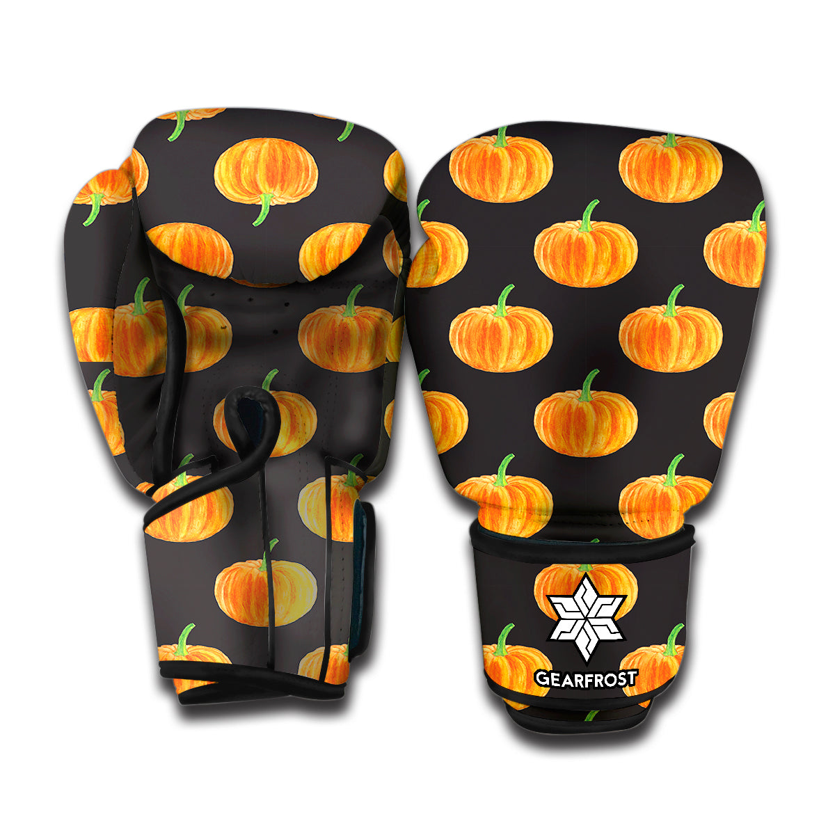 Watercolor Pumpkin Pattern Print Boxing Gloves