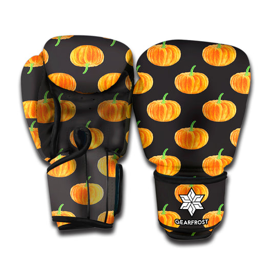 Watercolor Pumpkin Pattern Print Boxing Gloves