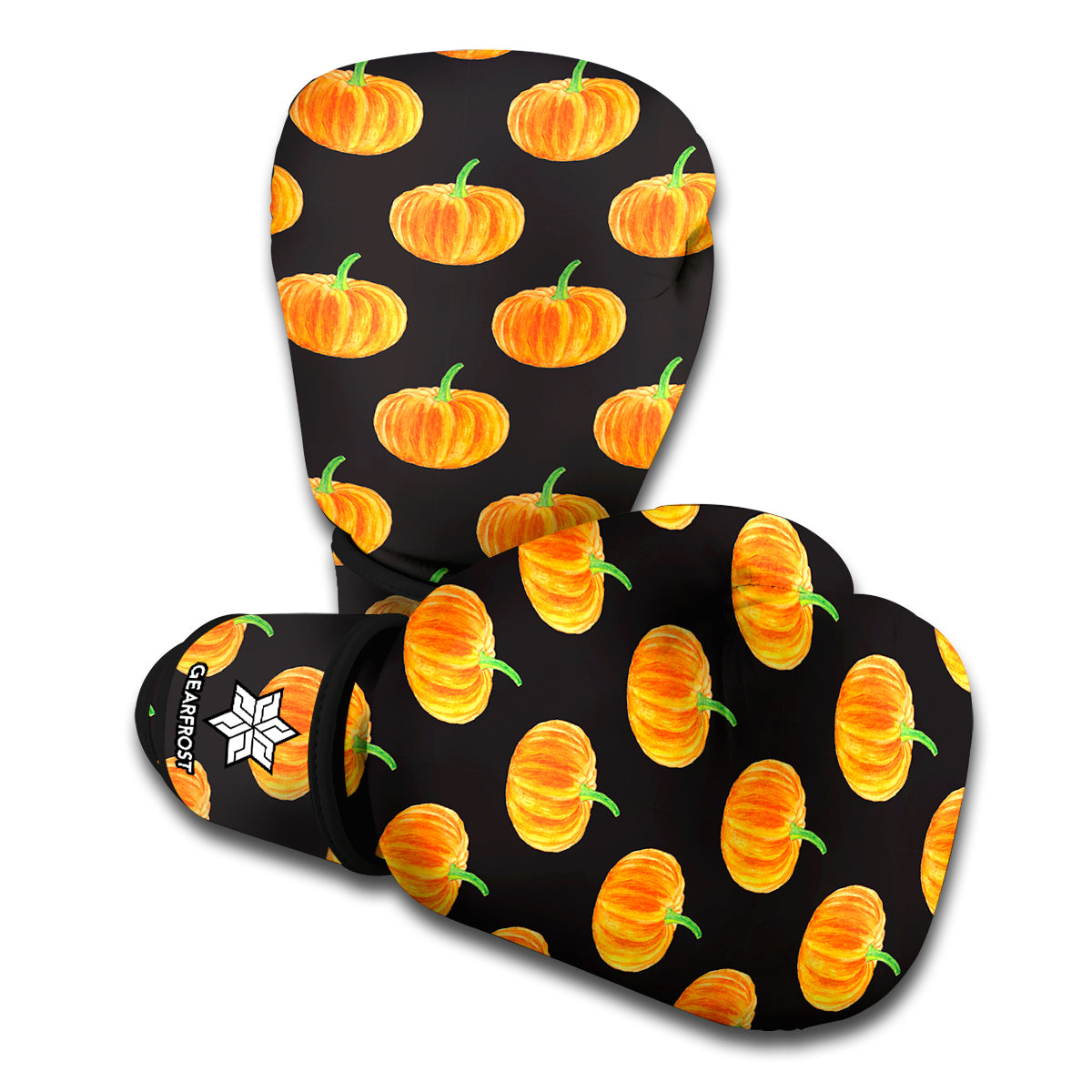 Watercolor Pumpkin Pattern Print Boxing Gloves